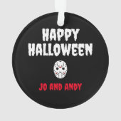 金曜日の13thハロウィーンマスクの血が飛散 オーナメント (裏面)