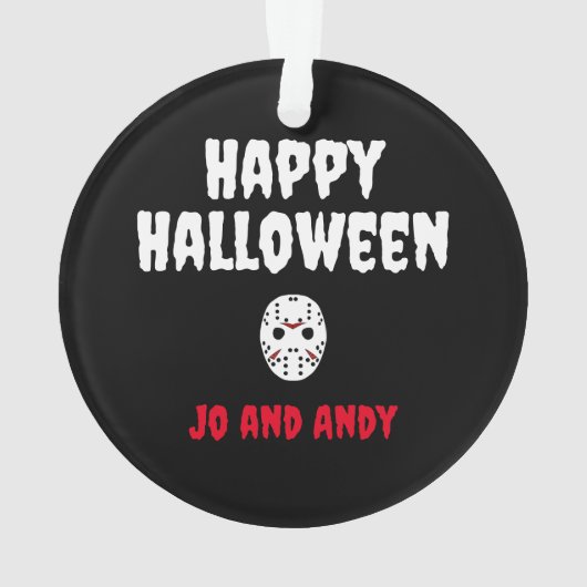 金曜日の13thハロウィーンマスクの血が飛散 オーナメント (裏面)