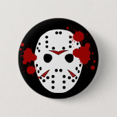 金曜日の13thハロウィーンマスクの血が飛散 缶バッジ (正面)