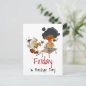 金曜日はバックアップ日のコンピューおもしろいタ漫画 ポストカード (スタンド正面)