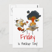 金曜日はバックアップ日のコンピューおもしろいタ漫画 ポストカード (正面/裏面)