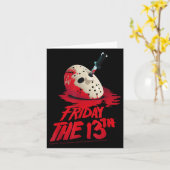 金曜日13番目のマスク血ハロウィーンデザイン カード (黄色い花)
