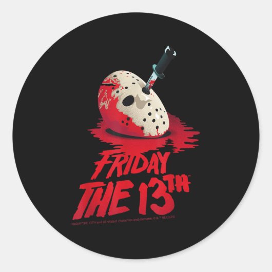 金曜日13番目のマスク血ハロウィーンデザイン ラウンドシール (正面)