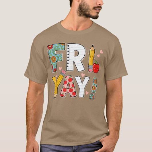 金曜日 ヤーッホー 幸せな金曜日 週末 バックトゥー Tシャツ (正面)