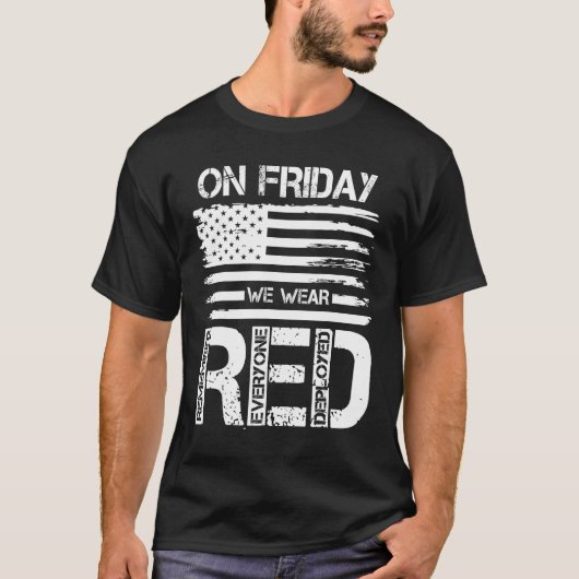 金曜日We衣服レッドアメリカン国旗の軍隊Supo Tシャツ (正面)