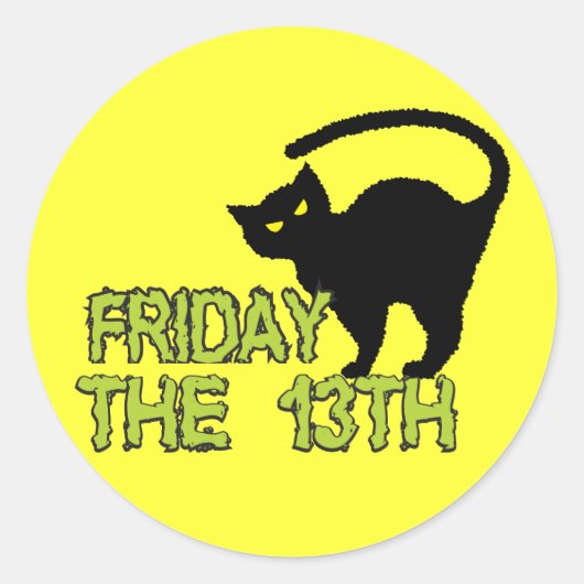 金曜第13期黒猫 ラウンドシール (正面)