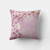 金枠のピンクの桜の隅の花 クッション (裏面)