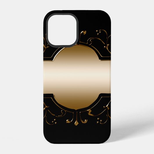金枠黒の背景画像 iPhoneケース (裏面)