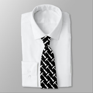 金槌工具黒と白の大工ネクタイ ネクタイ