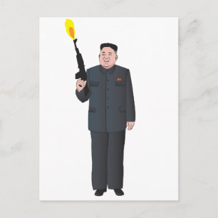 金正恩が銃を空に向けて発砲するのを笑いながら ポストカード
