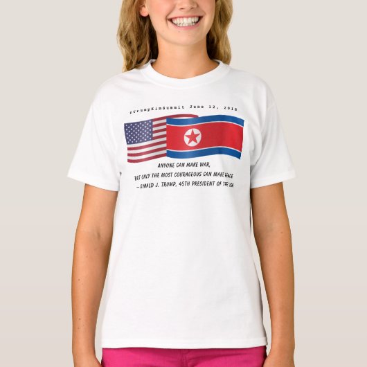 金正恩との首脳会談のトランプ引用文6月12日 Tシャツ (正面)