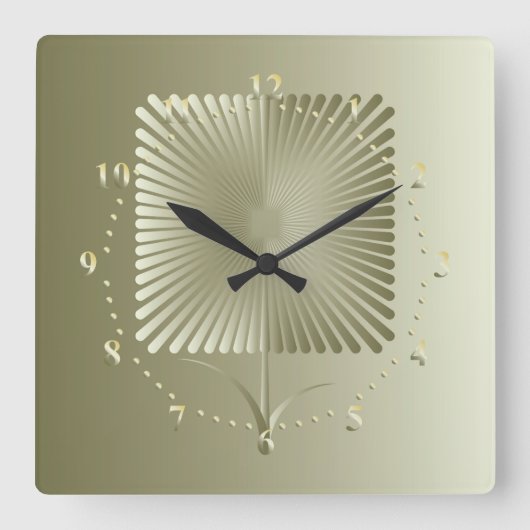 金正方形の花 スクエア壁時計 (正面)