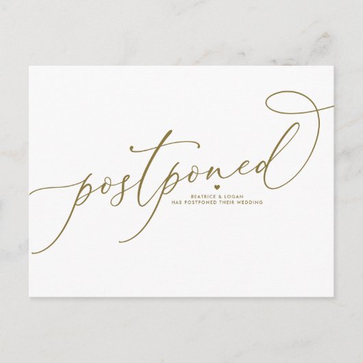 金気まぐれな台本延期された結婚式 案内ポストカード (正面)
