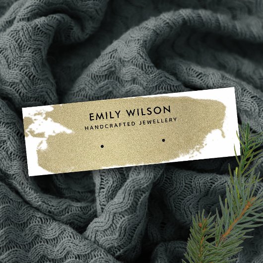 金淡い色の箔ブラシストロークスタッドイヤリングディスプレイ スキニー名刺