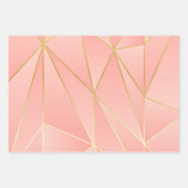 金淡い色の線のピンク ラッピングペーパーシート (正面)