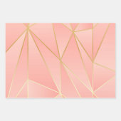 金淡い色の線のピンク ラッピングペーパーシート (正面3)