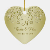 金渦巻第50の結婚記念日のオーナメント セラミックオーナメント (裏面)