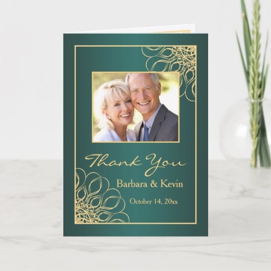 金渦巻第50記念日は写真感謝していしています サンキューカード (正面)