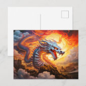 金炎の赤い守護者 中国エアブラシドラゴン ポストカード (正面/裏面)