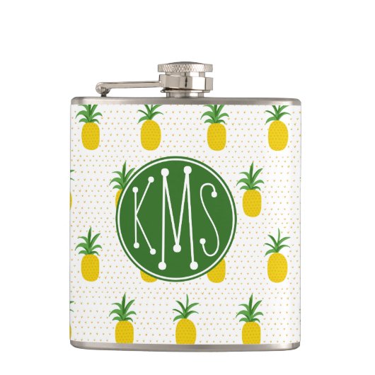 金熱帯パイナップル|モノグラム フラスク (正面)
