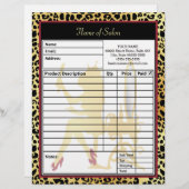 金王冠のヒョウのプリントのヘアーサロンの注文用紙 レターヘッド (正面/裏面)