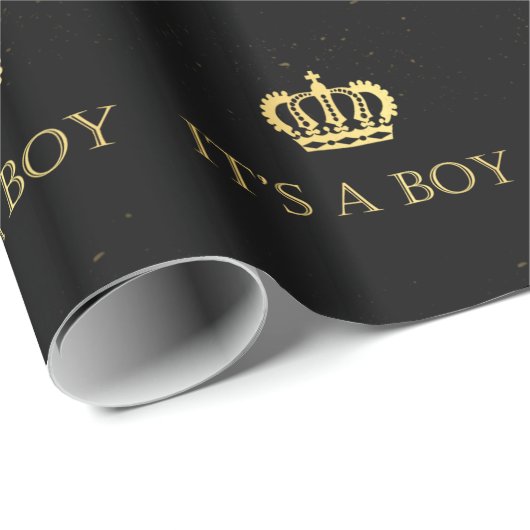 金王冠の王室のな男の赤ちゃんのシャワー ラッピングペーパー (ロールコーナー)