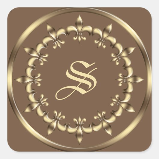 金王室のフルーアデリス円要素。モノグラム。 スクエアシール (正面)