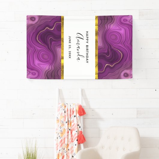 金王室の箔付き紫と金ゴールドフェイク瑪瑙 横断幕 (インサイチュ)