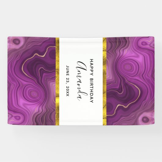 金王室の箔付き紫と金ゴールドフェイク瑪瑙 横断幕 (横)