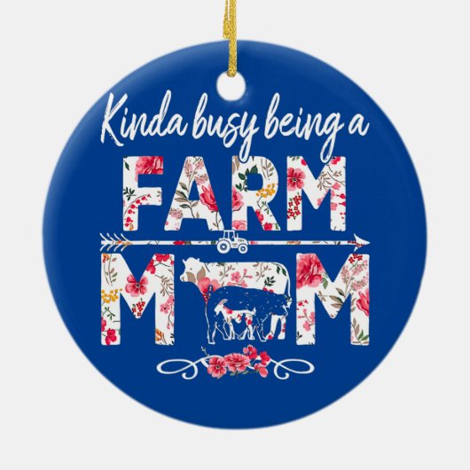 金田忙しが母の母の母の農おもしろい業をしている セラミックオーナメント (裏面)