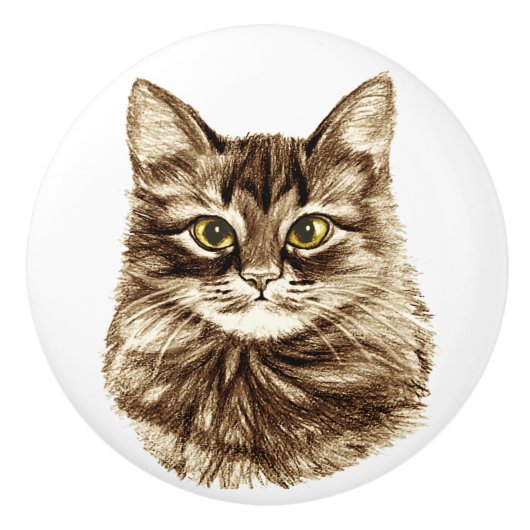 金目猫のキャビネットの食器棚の引出しはノブを引っ張ります セラミックノブ (正面)