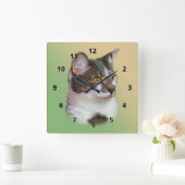 金目猫 スクエア壁時計 (ホーム)
