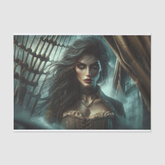 金目神秘的な海賊デコパージュ紙 薄葉紙 (正面)