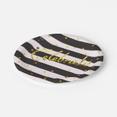 金祝箔ブラックストライプ紙プレート ペーパープレート (アングル)