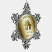 金私達の新しい家|の初めてのクリスマス スノーフレークピューターオーナメント (左)