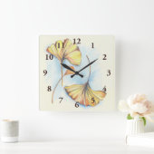 金秋のイチョウの葉 スクエア壁時計 (ホーム)