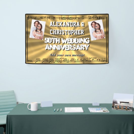 金第50結婚記念日のカスタムの写真 横断幕 (トレードショー)