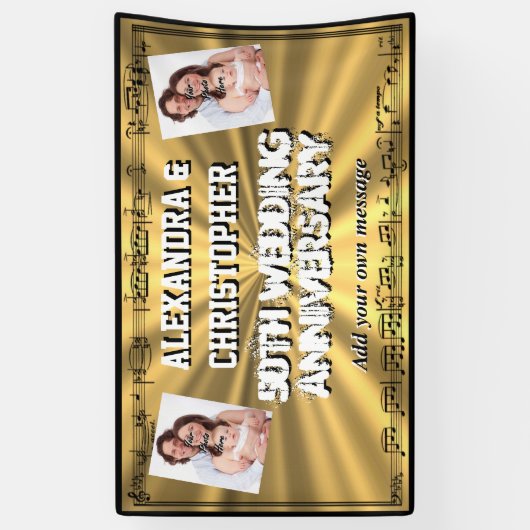 金第50結婚記念日のカスタムの写真 横断幕 (縦)