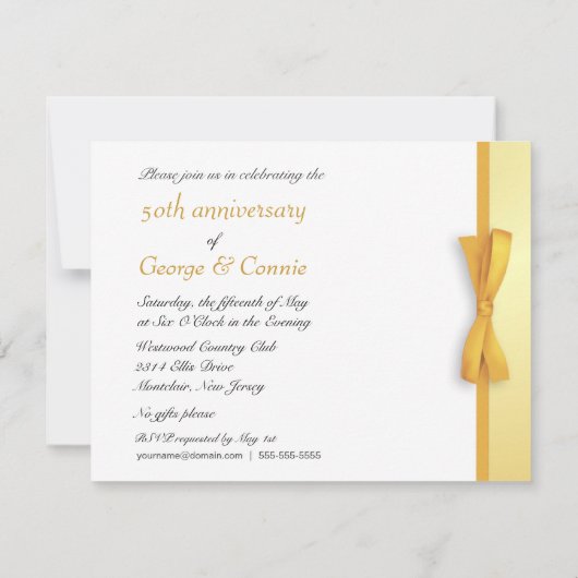 金第50記念日のパーティの招待状 招待状 (裏面)