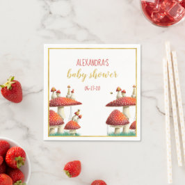 金箔きのこ&蜂の赤エレガントちゃんシャワー スタンダードカクテルナプキン