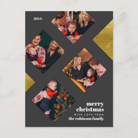 金箔とフォトスクエア |クリスマスギャラリー シーズンポストカード (正面)