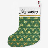 金箔と緑のハワイアン熱帯花 スモールクリスマスストッキング (裏面)