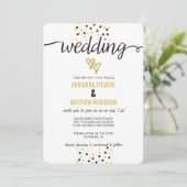 金箔と黒の紙吹雪ドット結婚式の招待 招待状 (スタンド正面)