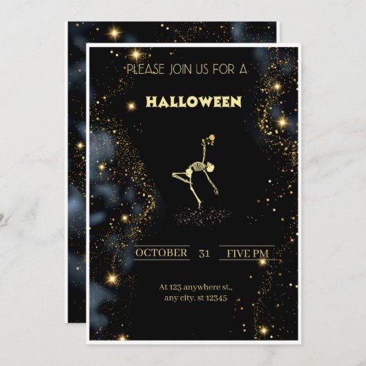 金箔のエレガンス – 夜の秘密を明らかにする! 招待状 (正面/裏面)