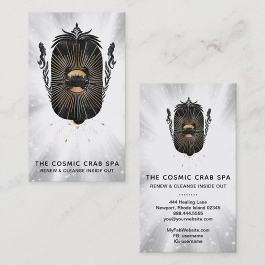 *~*金箔のカニの月人航海の魚 名刺 (正面/裏面)