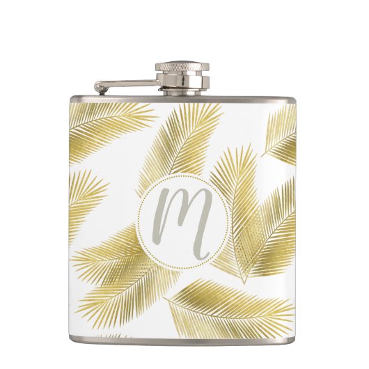 金箔のパーム葉のパターン フラスク (正面)