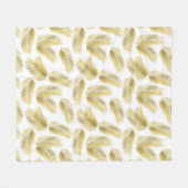 金箔のパーム葉のパターン フリースブランケット (正面(横))