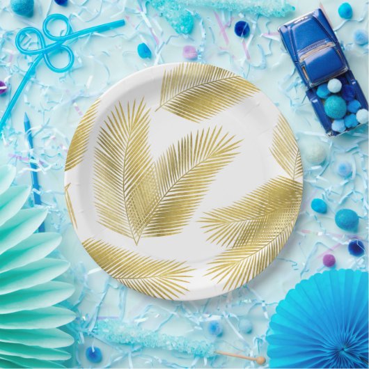金箔のパーム葉のパターン ペーパープレート (パーティー)