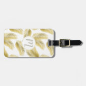 金箔のパーム葉のパターン ラゲッジタグ (正面横)