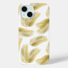 金箔のパーム葉のパターン iPhone 15ケース